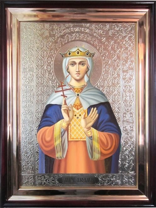 Храмова ікона Свята мучениця княгиня Людмила 56х46 см від компанії Іконна лавка - фото 1