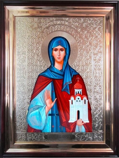Храмовая икона Святая преподобная Ангелина Сербская 56х46 см від компанії Іконна лавка - фото 1