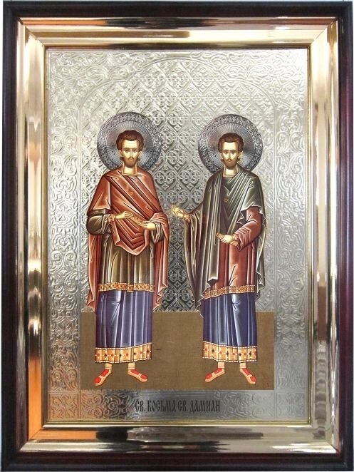 Храмова ікона Святі безсрібники Косма і Даміан 56х46 см від компанії Іконна лавка - фото 1