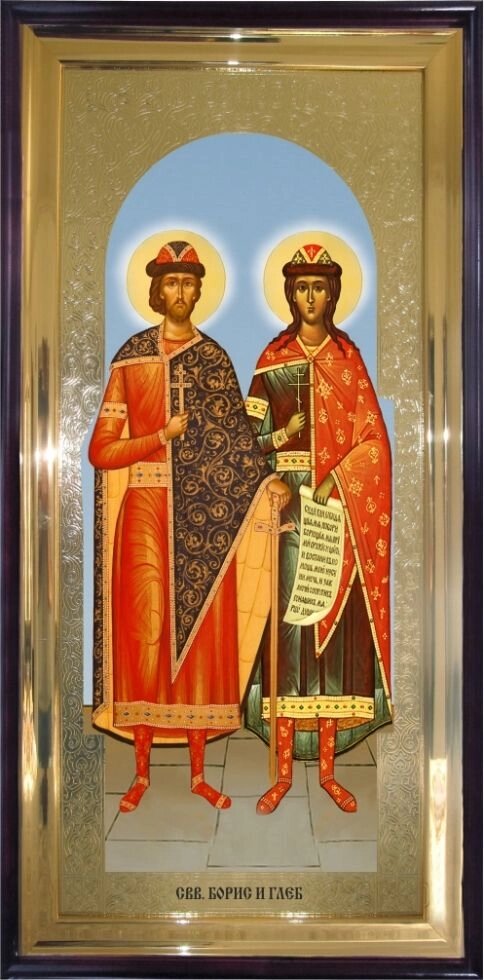 Храмова ікона Святі благовірні Борис і Гліб 120х60 см від компанії Іконна лавка - фото 1