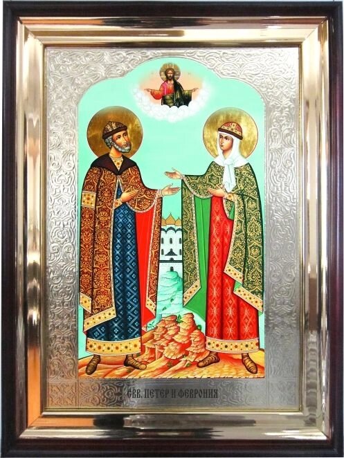 Храмова ікона Святі Петро і Февронія 56х46 см від компанії Іконна лавка - фото 1