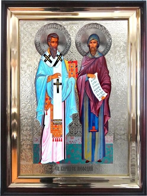 Храмова ікона Святі рівноапостольні Кирило і Мефодій 56х46 см від компанії Іконна лавка - фото 1