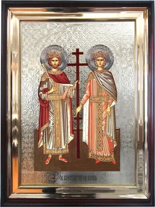 Храмова ікона Святі рівноапостольні Олена і Костянтин 56х46 см від компанії Іконна лавка - фото 1