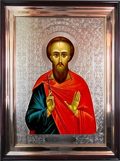 Храмова ікона Святий мученик Леонід 56х46 см від компанії Іконна лавка - фото 1