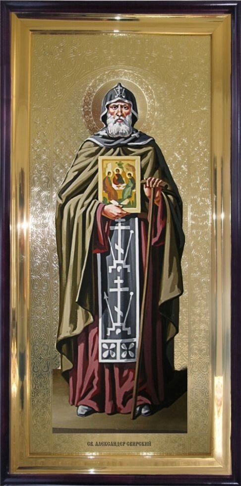 Храмова ікона Святий преподобний Олександр Свірський 120х60 см від компанії Іконна лавка - фото 1