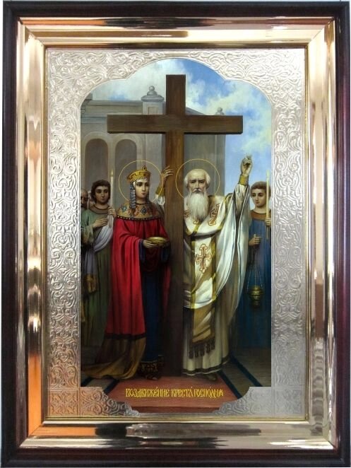 Храмова ікона Воздвиження Хреста Господнього 56х46 см від компанії Іконна лавка - фото 1