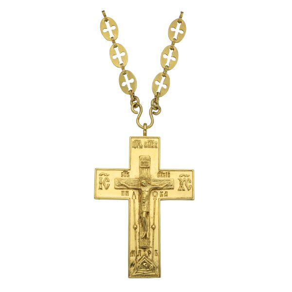Хрест церковний для священика латунний з ланцюгом 2.7.0223лп від компанії Іконна лавка - фото 1