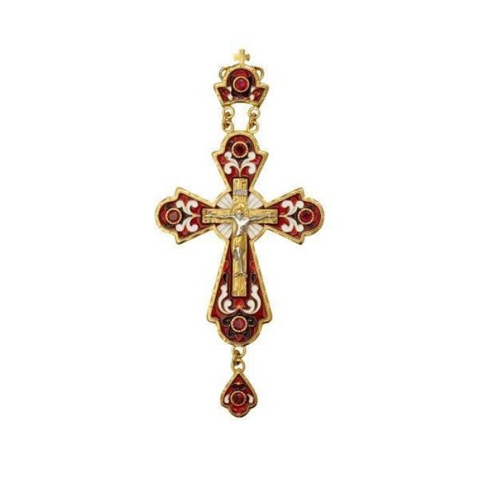 Хрест для священика латунний позолочений з емаллю від компанії Іконна лавка - фото 1