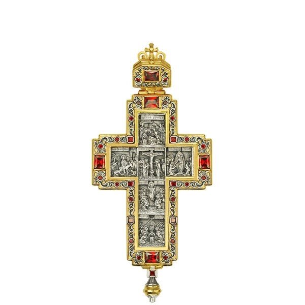 Хрест для священика латунний зі вставками позолочений від компанії Іконна лавка - фото 1