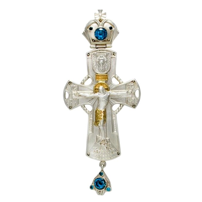 Хрест для священика латунний зі вставками від компанії Іконна лавка - фото 1