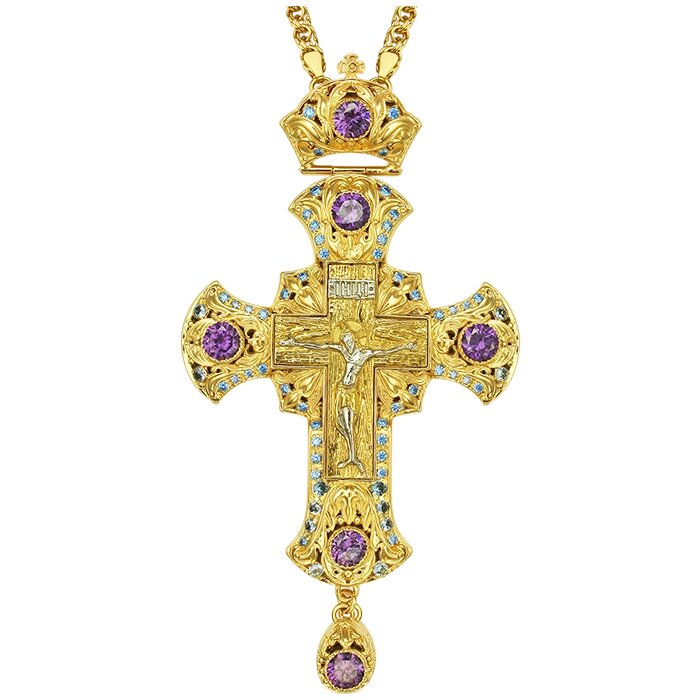 Хрест для священика з ланцюгом 2.7.0201лп латунний позолочений від компанії Іконна лавка - фото 1