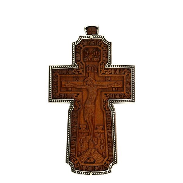 Хрест для священнослужителя дерев'яний у срібному ковчезі від компанії Іконна лавка - фото 1