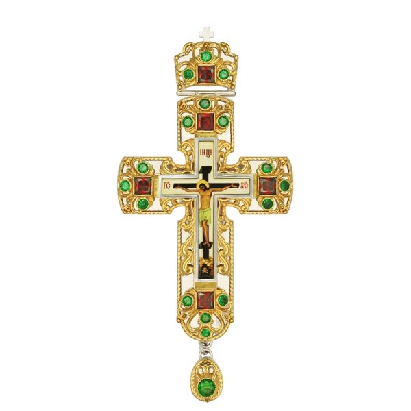 Хрест для священнослужителя латунний декорований від компанії Іконна лавка - фото 1