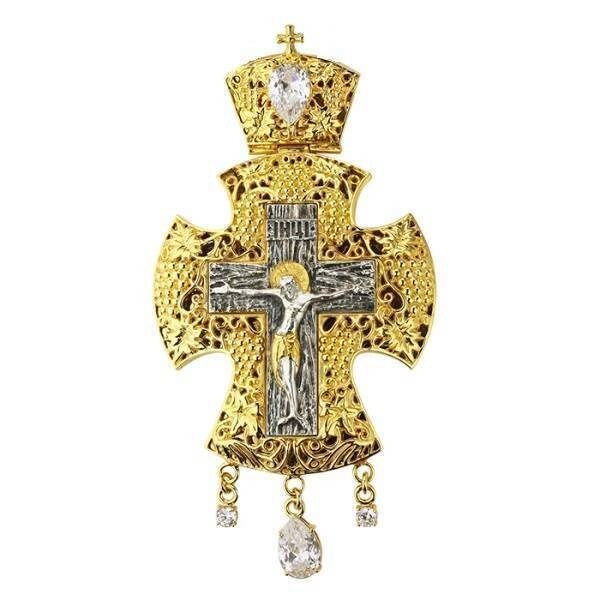 Хрест для священнослужителя латунний із вставками позолочений від компанії Іконна лавка - фото 1