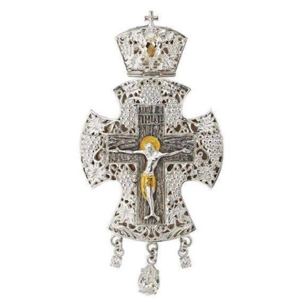 Хрест для священнослужителя латунний із вставками від компанії Іконна лавка - фото 1