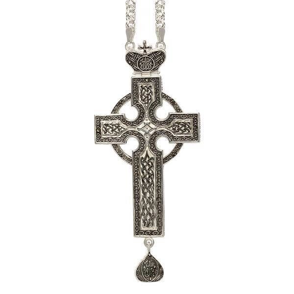 Хрест для священнослужителя латунний посріблений з ланцюгом від компанії Іконна лавка - фото 1
