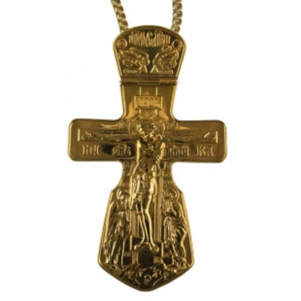 Хрест для священнослужителя латунний позолочений с цепью від компанії Іконна лавка - фото 1