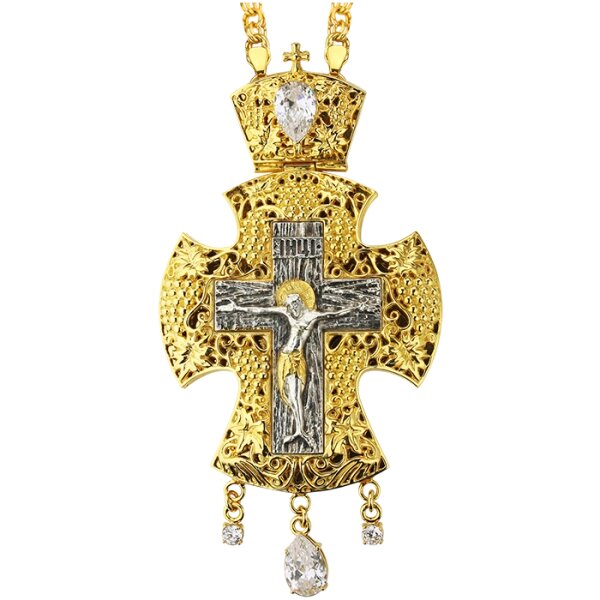 Хрест для священнослужителя латунний позолочений з ланцюгом від компанії Іконна лавка - фото 1
