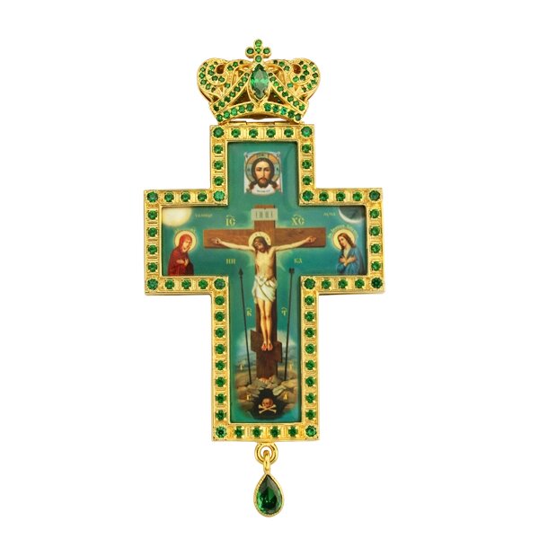 Хрест для священнослужителя латунний позолочений з принтом від компанії Іконна лавка - фото 1