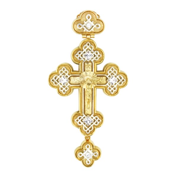 Хрест для священнослужителя латунний позолочений зі вставками від компанії Іконна лавка - фото 1