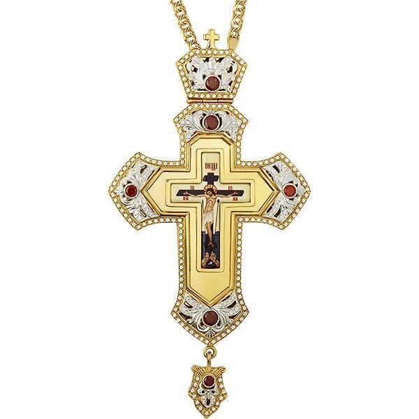 Хрест для священнослужителя латунний у позолоті з ланцюгом від компанії Іконна лавка - фото 1