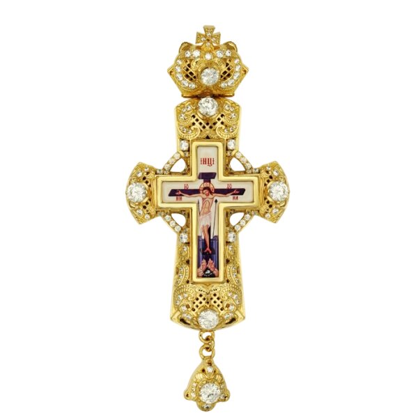 Хрест для священнослужителя латунний у позолоті з принтом від компанії Іконна лавка - фото 1