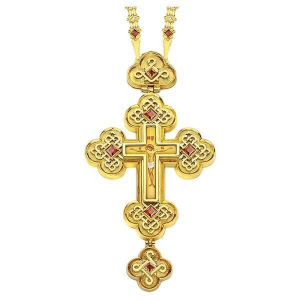 Хрест для священнослужителя латунний з ланцюгом позолочений від компанії Іконна лавка - фото 1