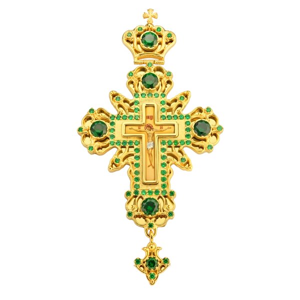 Хрест для священнослужителя латунний з латунним принтом позолочений від компанії Іконна лавка - фото 1