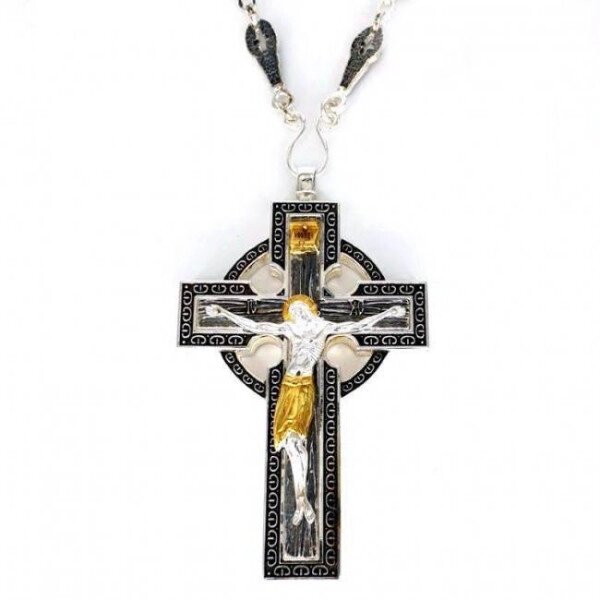 Хрест для священнослужителя латунний з породженням та ланцюгом від компанії Іконна лавка - фото 1