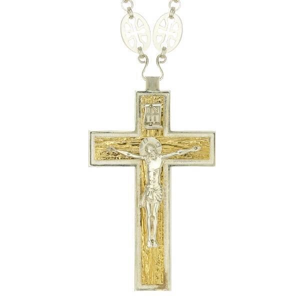 Хрест для священнослужителя латунний з позолотою та ланцюгом від компанії Іконна лавка - фото 1