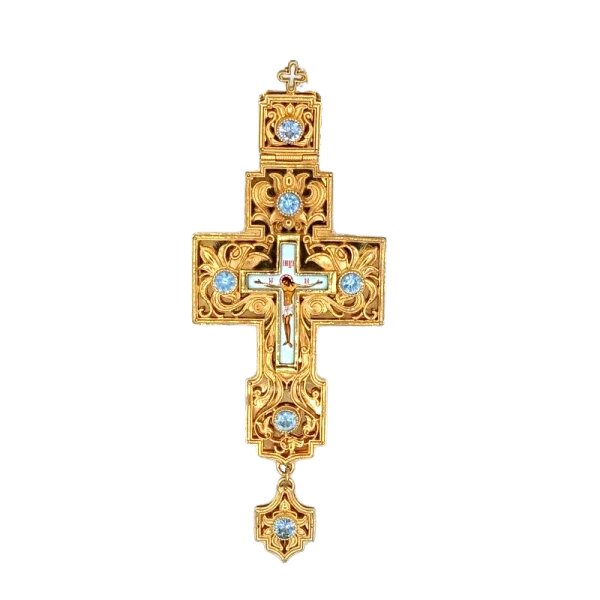 Хрест для священнослужителя латунний з принтом позолочений від компанії Іконна лавка - фото 1