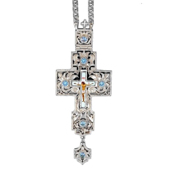 Хрест для священнослужителя латунний з принтом та ланцюгом від компанії Іконна лавка - фото 1