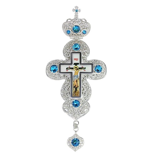 Хрест для священнослужителя латунний зі вставками та латунним принтом від компанії Іконна лавка - фото 1