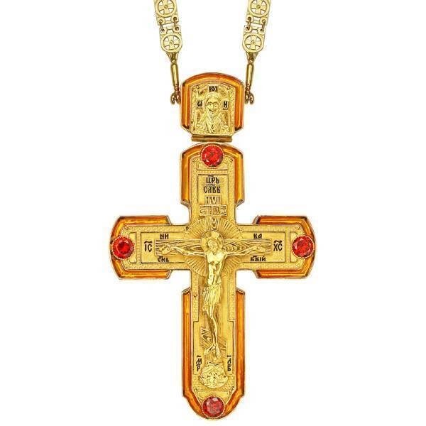 Хрест для священнослужителя позолочений з ланцюгом від компанії Іконна лавка - фото 1