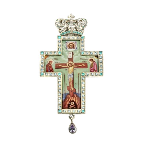 Хрест для священнослужителя срібний з фініфтю від компанії Іконна лавка - фото 1