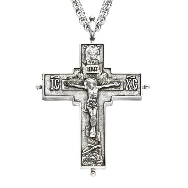 Хрест для священнослужителя срібний з ланцюгом від компанії Іконна лавка - фото 1