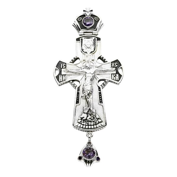Хрест для священнослужителя срібний зі вставками та оксидуванням від компанії Іконна лавка - фото 1