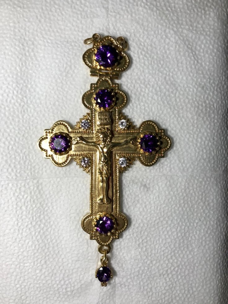 Хрест для священнослужителя з Британського металу з прикрасами від компанії Іконна лавка - фото 1