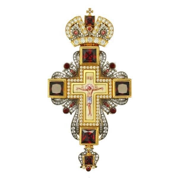 Хрест для священнослужителя з фініфтевим розп'яттям позолочений від компанії Іконна лавка - фото 1