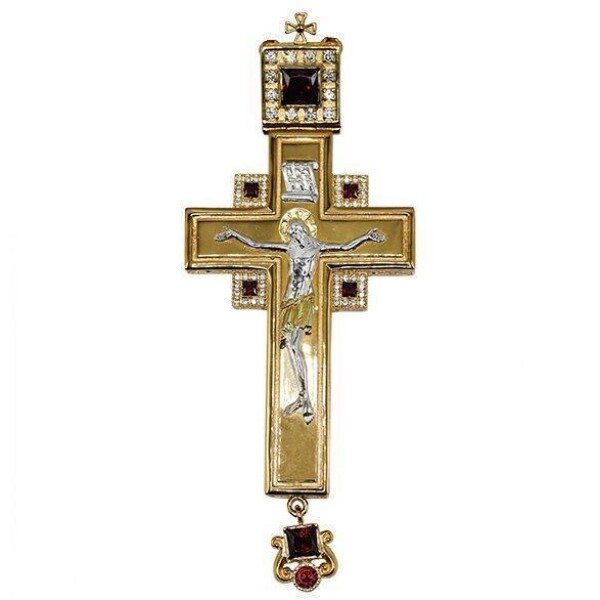 Хрест для священнослужителя з латуні позолочений із ланцюгом від компанії Іконна лавка - фото 1