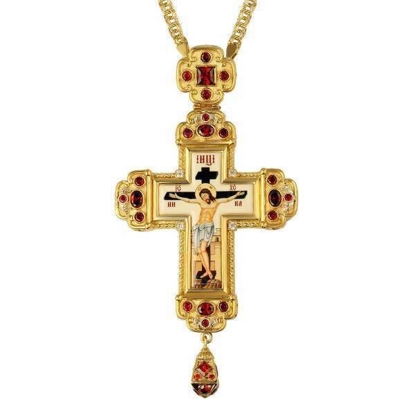 Хрест для священнослужителя з латуні позолочений з ланцюгом 2.7.0201лп від компанії Іконна лавка - фото 1