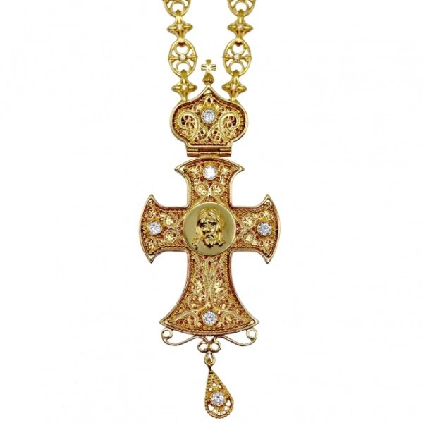 Хрест для священнослужителя з латуні с цепью від компанії Іконна лавка - фото 1