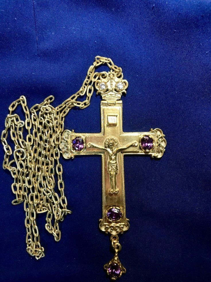Хрест для священнослужителя з прикрасами №5 від компанії Іконна лавка - фото 1
