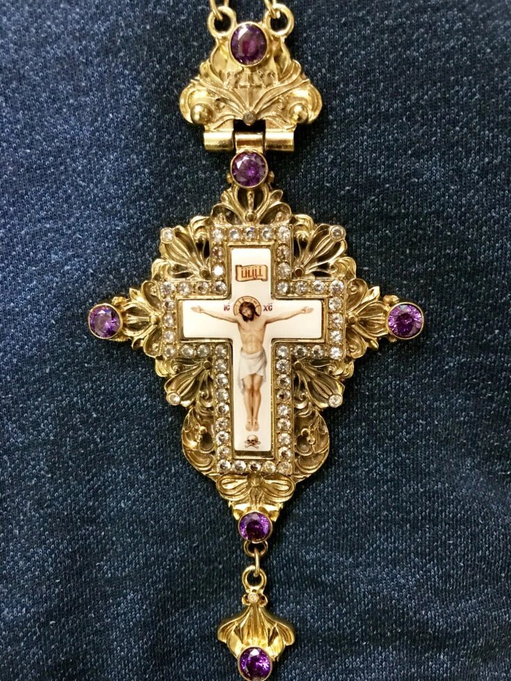 Хрест для священнослужителя з прикрасами №6 від компанії Іконна лавка - фото 1