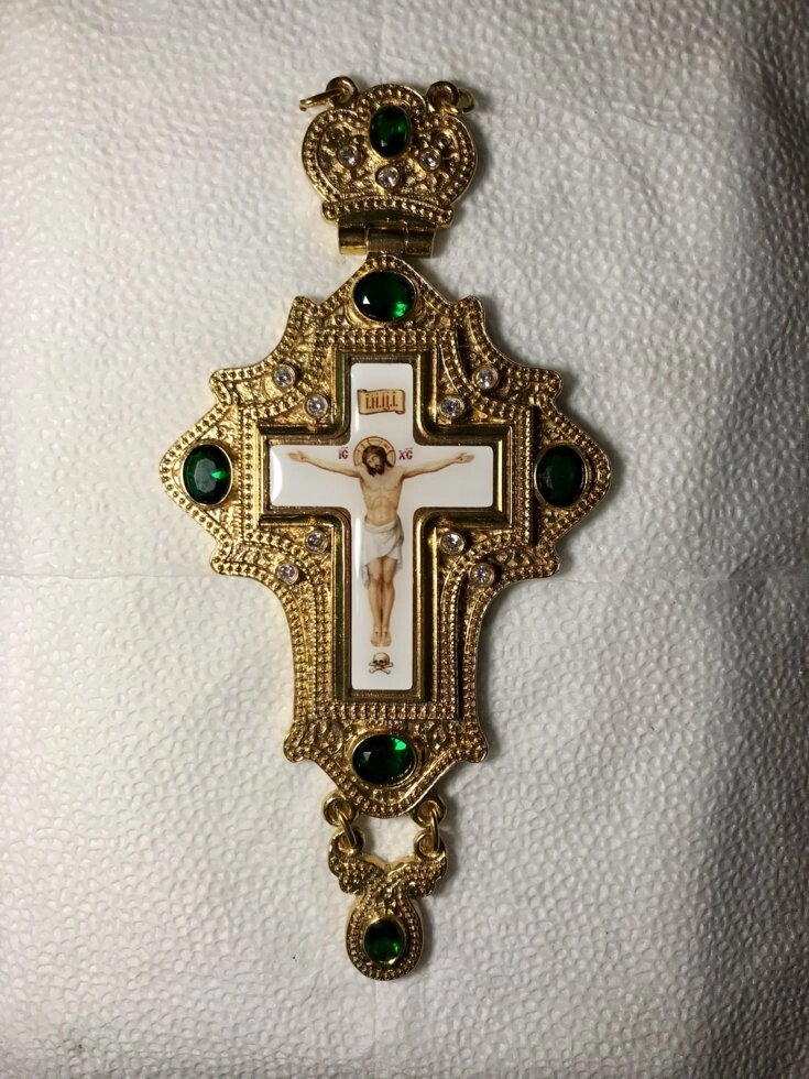 Хрест для священнослужителя з пьютера з прикрасами від компанії Іконна лавка - фото 1