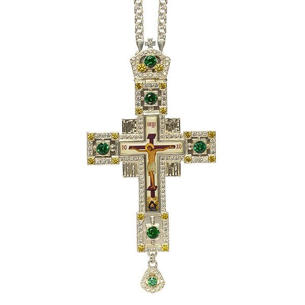 Хрест із ланцюгом 2.7.0201л для священика латунний з принтом від компанії Іконна лавка - фото 1