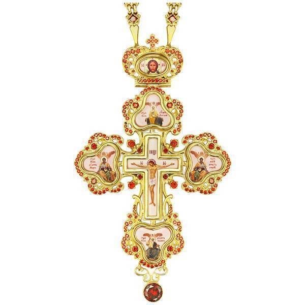 Хрест із ланцюгом для священнослужителя латунний позолочений з ланцюгом від компанії Іконна лавка - фото 1
