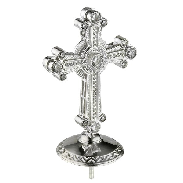 Хрест латунний на митру з прикрасами в срібленні від компанії Іконна лавка - фото 1