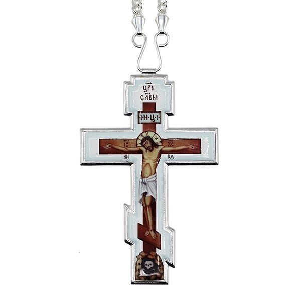 Хрест латунний посріблений з ланцюгом від компанії Іконна лавка - фото 1