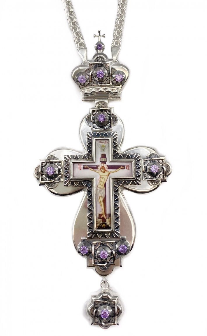 Хрест латунний у позолоті з камінням від компанії Іконна лавка - фото 1